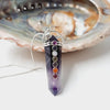 Amethyst Quartz Crystal Pendant With Chakra Gemstone Cabochons