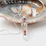 Double Terminated Crystal Quartz Crystal Pendant With Chakra Gemstone Cabochons