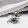 Sterling Silver Faceted 2 Stone Leaf Peridot Crystal Ring SIZE:8 Sterling Silver Rings