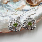 Sterling Silver Peridot Faceted Crystal Earrings
