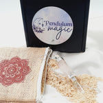 Rose Quartz White metal Wand Pendulum Kit