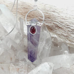 Amethyst with Garnet Cabochon DT Crystal Pendant