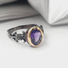 Rhodium Plated Sterling Silver Faceted Amethyst Crystal Ring SIZE: 8 Sterling Silver Rings