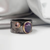 Rhodium Plated Sterling Silver Faceted Amethyst Crystal Ring SIZE: 9 Sterling Silver Rings