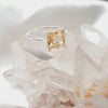 Faceted Citrine Crystal Sterling Silver Square Shaped Ring Sterling Silver Rings