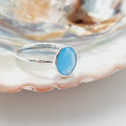 Sterling Silver Oval Shaped Blue Onyx Crystal Ring