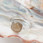 Sterling Silver Square Shaped Labradorite Crystal Ring