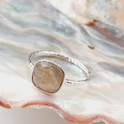 Sterling Silver Square Shaped Labradorite Crystal Ring