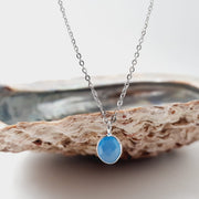 Sterling Silver Faceted Blue Onyx Crystal Oval Shaped Pendant