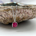Faceted Crystal Ruby Small Square Shaped Pendant