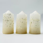White Speckled Pillar Candles