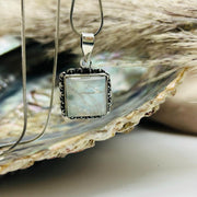 Sterling Silver Square Moonstone Crystal Cabochon Pendant