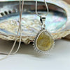 Sterling Silver Large Pear-Shaped Golden Rutile Quartz Crystal Gemstone Cabochon Pendant Sterling Silver Pendants