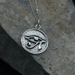 Eye of Horus Etched Sterling Silver Pendant