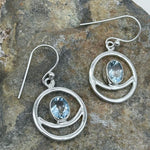 Faceted Blue Topaz Sterling Silver Earrings