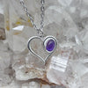 Amethyst Sterling Silver Heart With Gemstone Sterling Silver Pendants