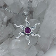 Ruby Sterling Silver Sun Pendant