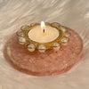 Rose Quartz Orgonite Tea-Light Holder With Pearls