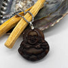 Brown Jade Lucky Buddha With Auspicious Coin Pendant