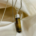 Tigers Eye White Metal Crystal Pendant