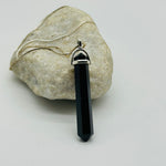 Xtra large - Black Tourmaline Crystal White Metal Pendant