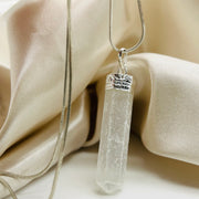 Selenite White Metal Crystal Pendant