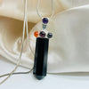 Black Tourmaline Point With Cabochon Gemstones Crystal Pendant