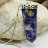 Lepidolite Tabby White Metal Pendant With Reiki Symbol Pendants