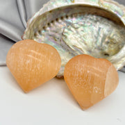 Peach Selenite Heart - Priestess Stone