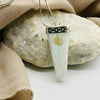 Aquamarine Tabby White Metal Crystal Pendant With Reiki Symbol