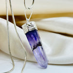 Amethyst White Metal Crystal Pendant