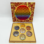 The Flower of life Chakra Crystal Wooden Box Set