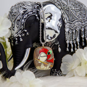 Rose Quartz Crystal Gemstone Pendant with hand-painted Lord Krishna Deity