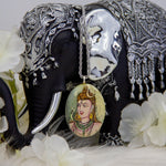Dendritic Agate Crystal Gemstone Sterling Silver Pendant with hand-painted Lord Shiva Deity