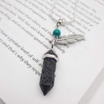 Lava Stone With Feather Pendant