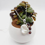 Pearly Shell & Garnet Sterling Silver Pendant
