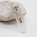 Clear Quartz Tabby Pendant With Caboon Gemstones