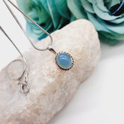Sterling Silver Small Crystal Blue Onyx Pendant