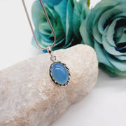Sterling Silver Crystal Blue Onyx Pendant