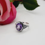 Faceted Sterling Silver Amethyst Ring