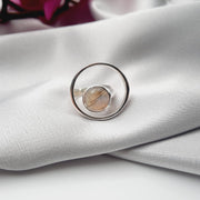 Round Floating Labradorite Crystal Sterling Silver Ring