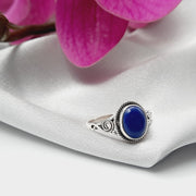 Lovely Lapis Lazuli Crystal Sterling Silver Ring