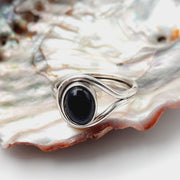 Sterling Silver Wrap Black Onyx Crystal Ring