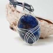 Sodalite Flow Of Intuition Wire Wrap Crystal Pendant