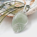 Green Aventurine Curve of Luck wire wrap crystal Pendant