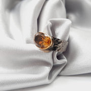 Brandy Citrine Rhodium Plated Sterling Silver Crystal Ring