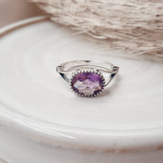 Faceted Sterling Silver Amethyst Crystal Ring