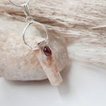Sunstone and Garnet Double Terminated Crystal Pendant
