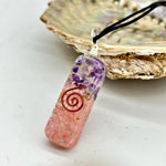 Amethyst and Rose Quartz Orgonite Pendant for Divine Feminine Energy