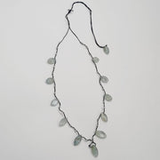 Faceted Blue Topaz Crystal Macrame Necklace